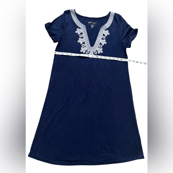 Lilly Pulitzer MAISY Swing T-Shirt Dress True Navy with White Embroidery Size S - Picture 8 of 11
